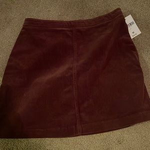 Plum Corduroy Skirt Zipper Back